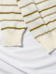  Stripe Print Cold Shoulder Jumper