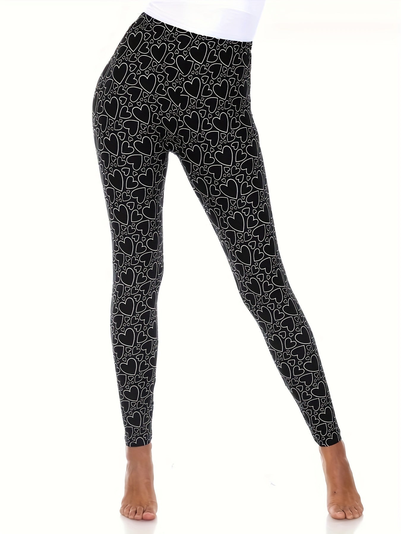  Heart Print High Rise Leggings