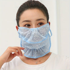Floral Print Lace Face Covering Thin Neck Gaiter
