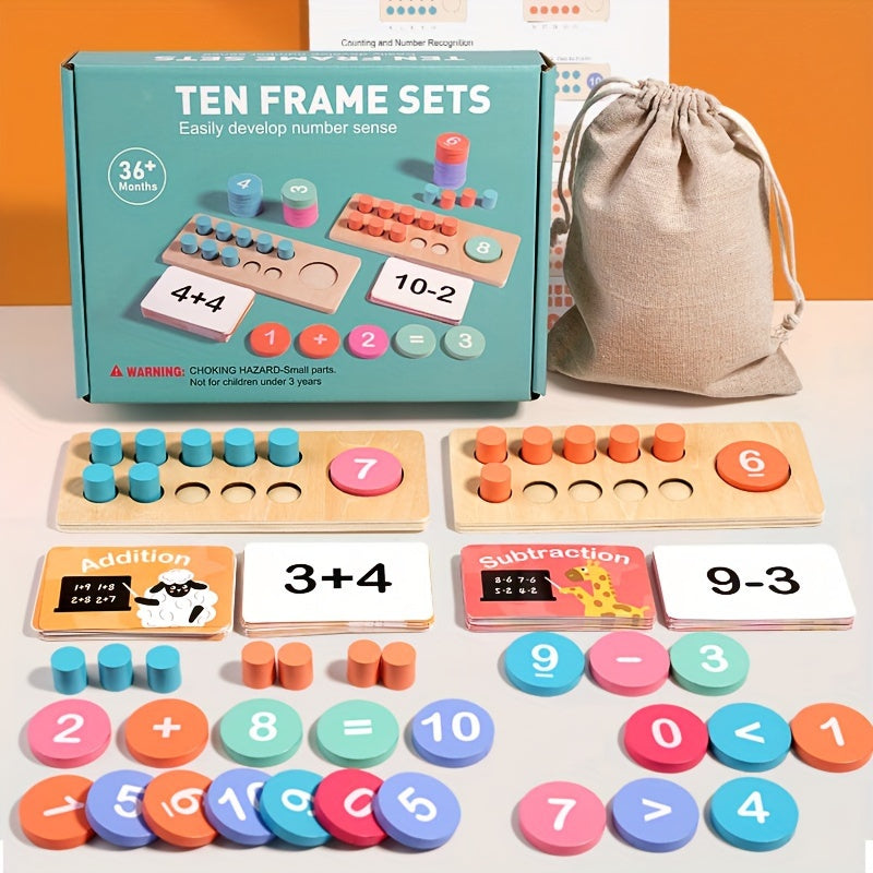 Interactive Ten Frame Counting Boards with Wooden Number Tiles