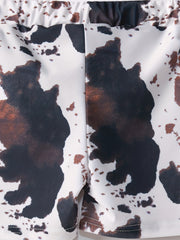Boys Swim Trunks Cow Pattern Print Elastic Waist Beach Pants