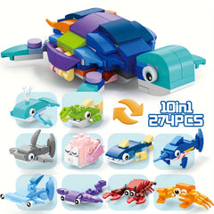 10pcs DIY Model Building Set for Farm Animal Ocean Animal Insect Dinosaur