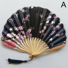Vintage Summer Fan Bamboo Folding Fan Flower Chinese Dance Party Wedding