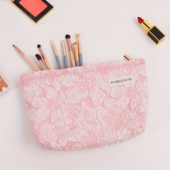 Rose Embossed Powder Makeup Bag Large Capacity Portable Clutch Bag
