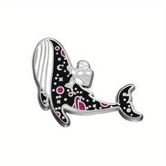 Whale & Girl Brooch Pins Enamel Metal Badges Lapel Pin Brooches