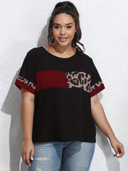  Colorblock Leopard Print Tee