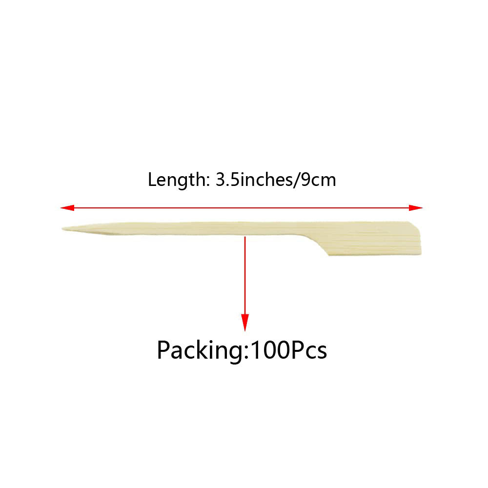 100 Bamboo Wooden Paddle Picks Skewers for Cocktail Fruit Sandwich