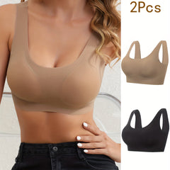 2pcs Seamless Wireless Bras Comfy & Stretch Intimates