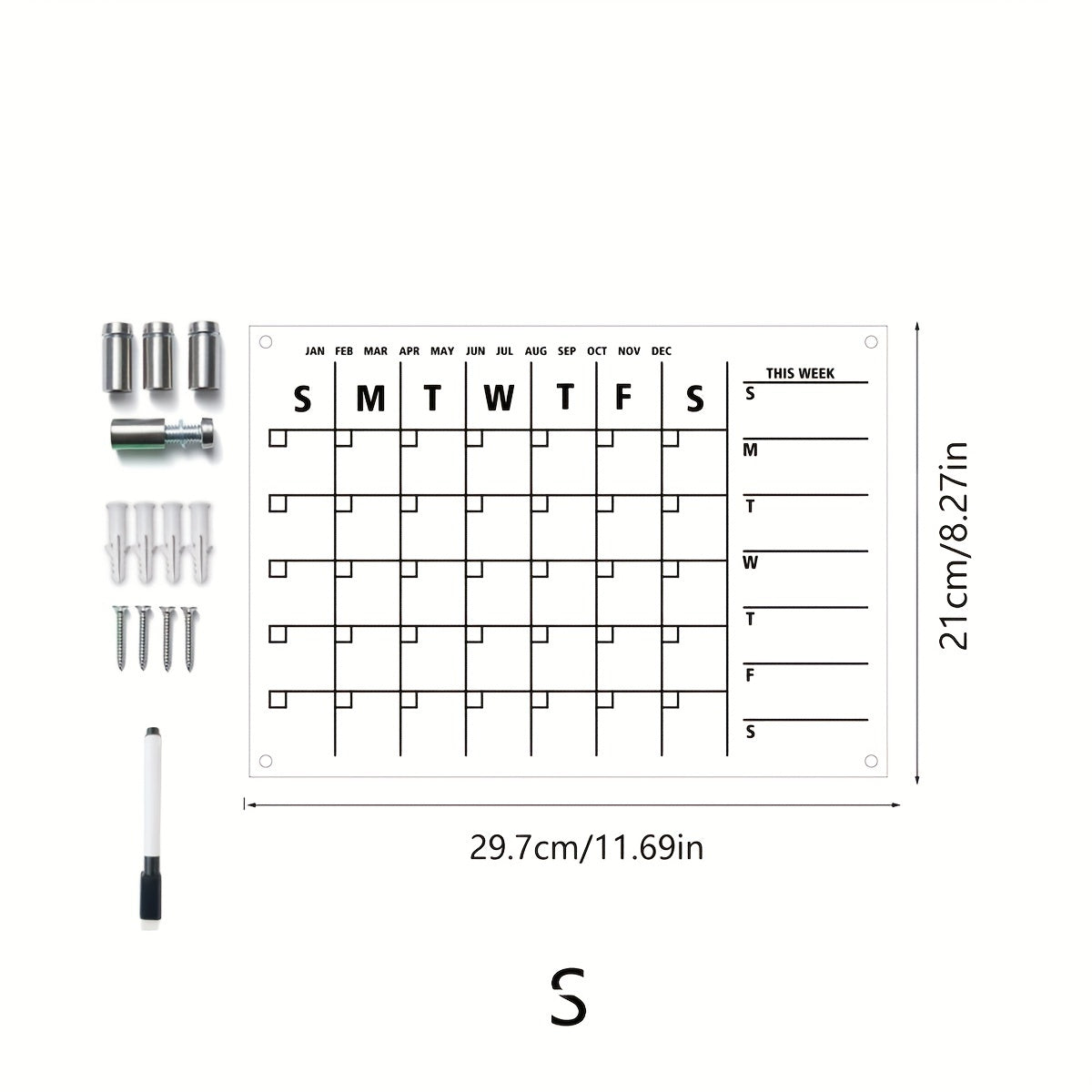 3D Acrylic Monthly Plan Memo Board with Erasable Surface