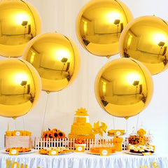 6pcs Golden Tin Foil Balloon 55 88 Cm Round 360 Degree Golden Balloon