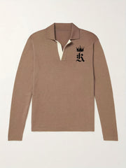 Men's Crown Pattern Knit Polo Shirt