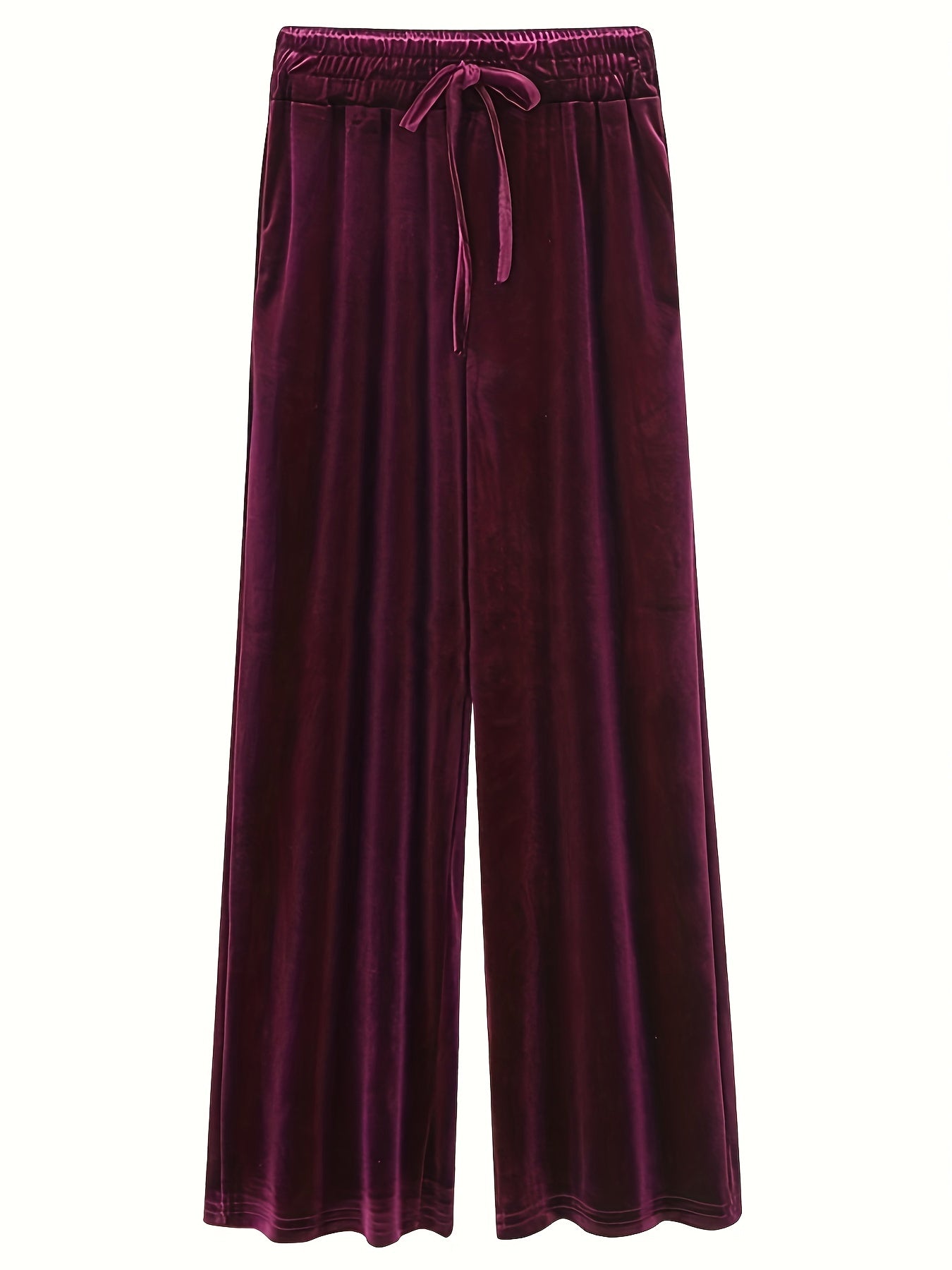  Solid Velvet High Rise Wide Leg Trousers