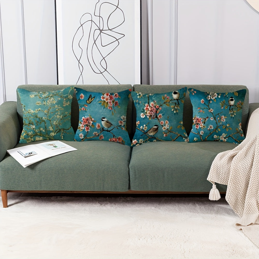 Birds & Branch Print Pillow Case 100% Polyester Home Decor