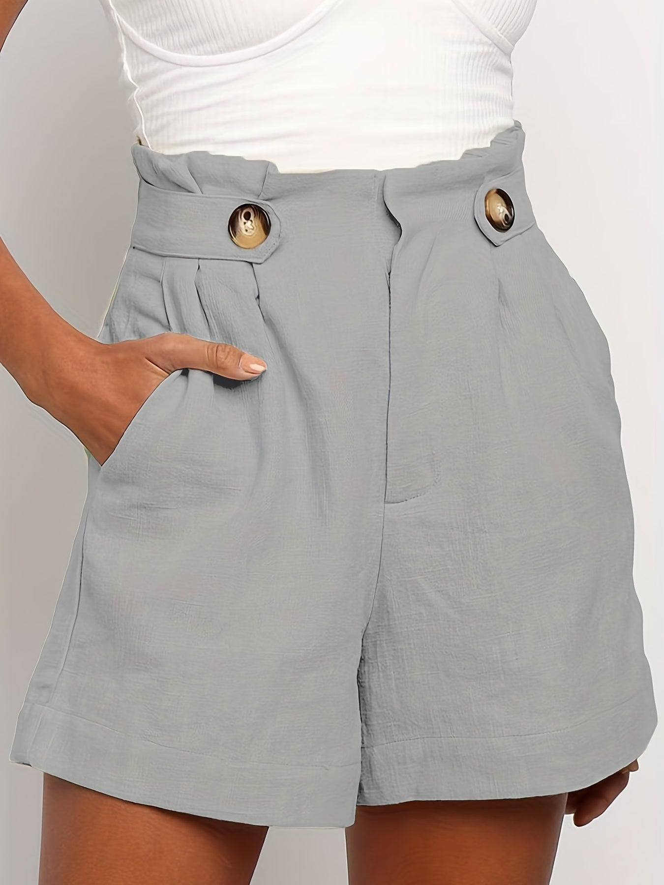 High Waist Ruched Wide Leg Shorts