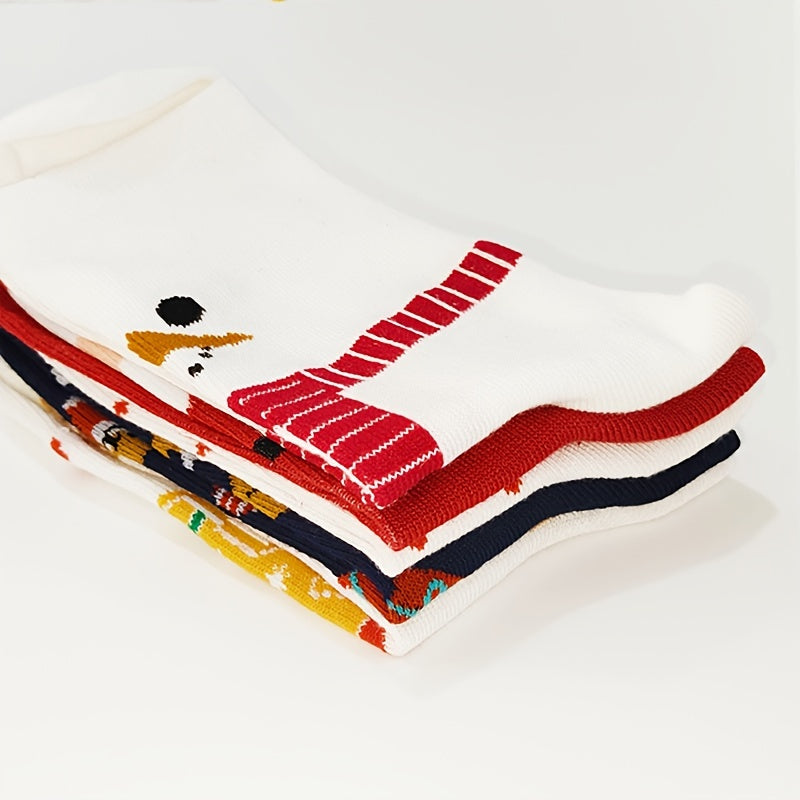 5 Pairs Christmas Print Socks Mid Tube Women's Stockings