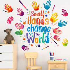 Inspirational Peel & Stick Vinyl Decal - Change The World Hands Graffiti Art
