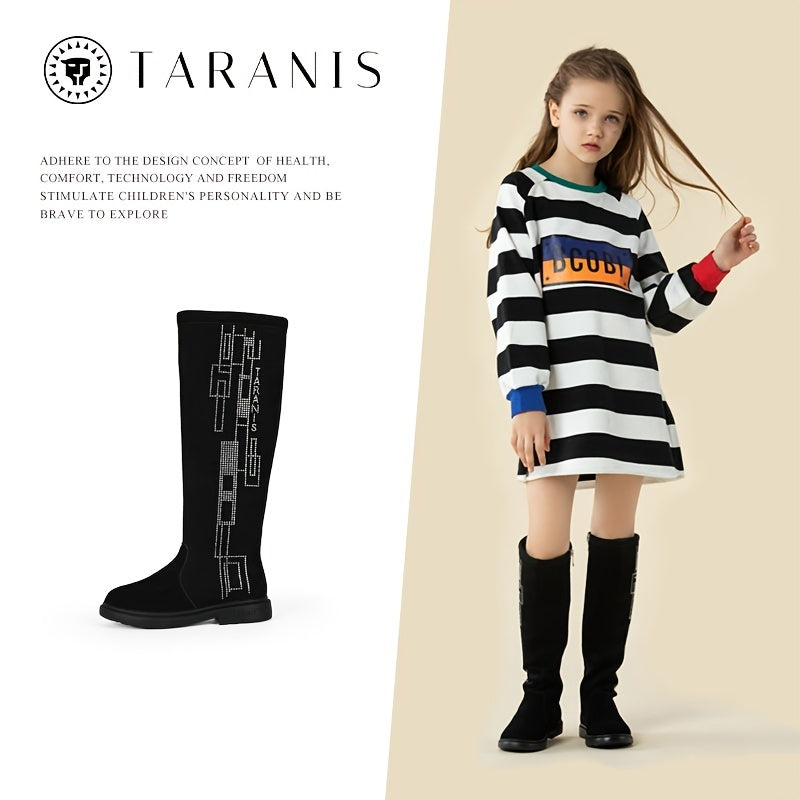TARANIS Girls Side Zip Knee High Winter Boots