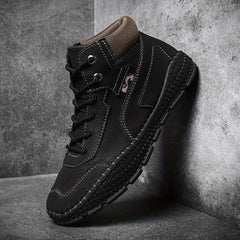 Men's Casual Stitch Solid Low Top Lace up Boots