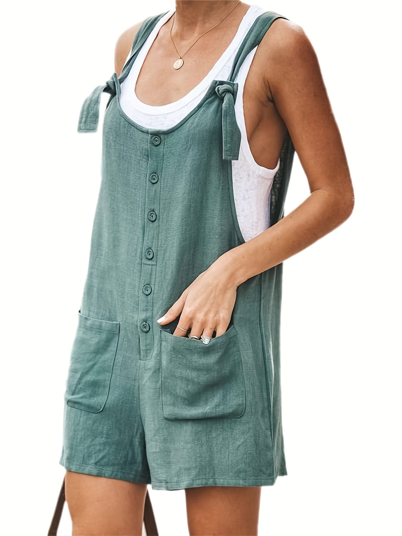 Knot Strap Overall Jumpsuit For Spring & Summer