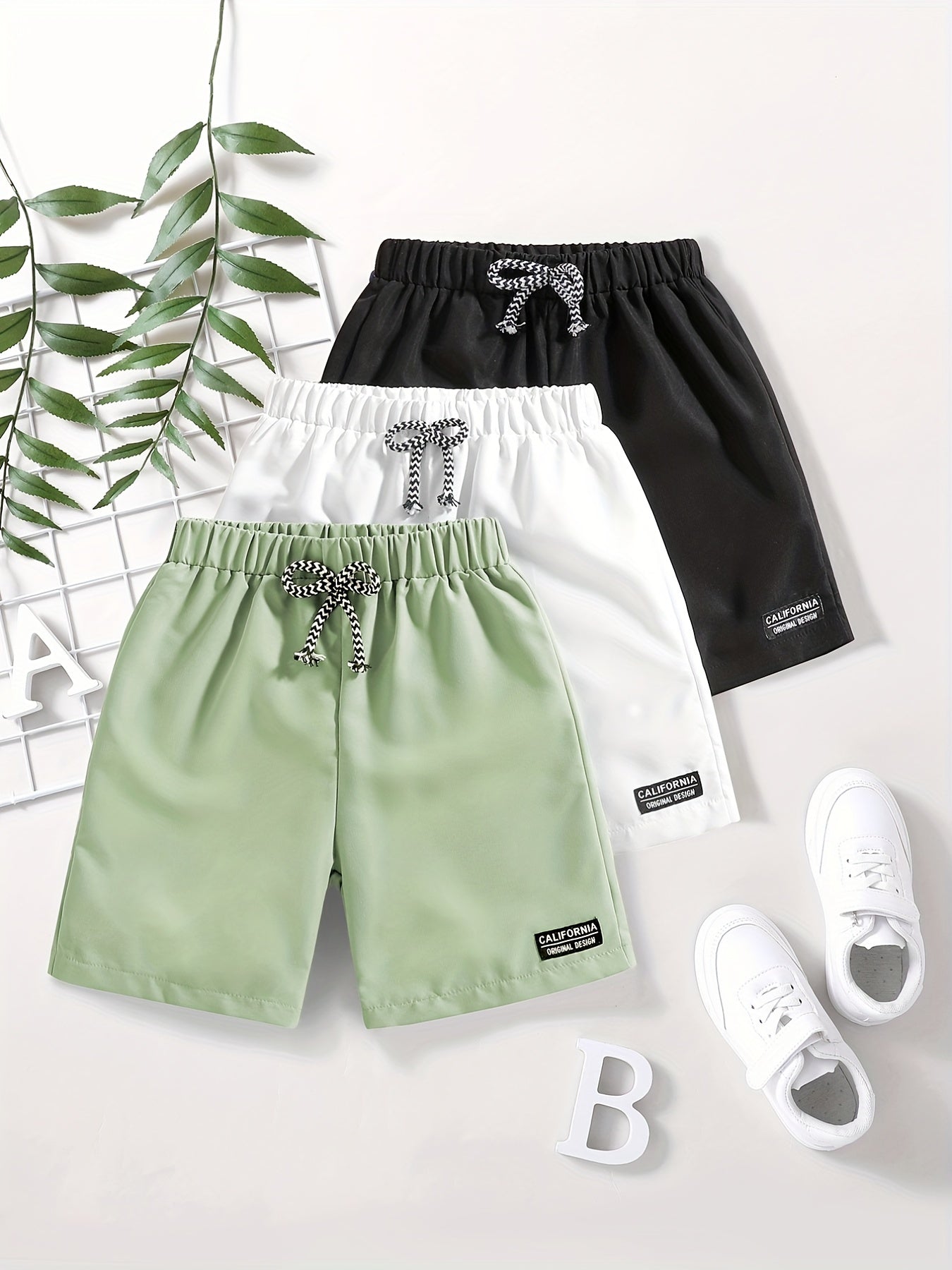 3pcs Boys California Casual Shorts for Summer Kids Clothes