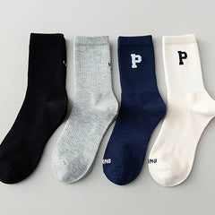 Women's Letter Print Mid Tube Socks