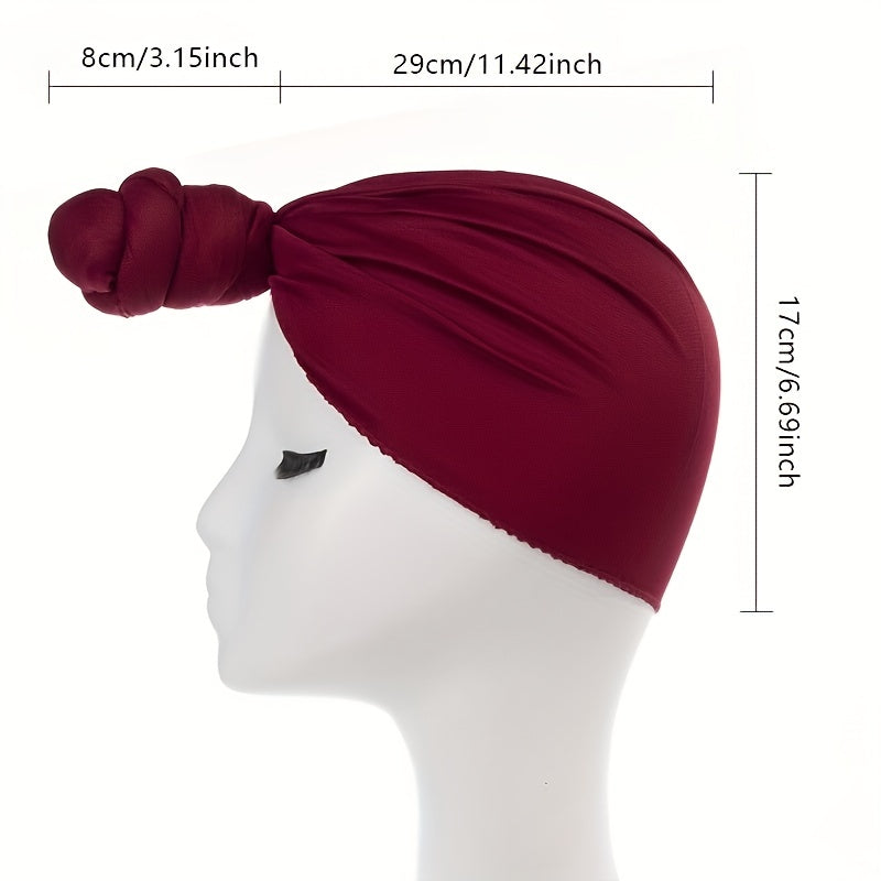 Top Knot Turban Cap Solid Elastic Head Wraps Casual Breathable Head Scarf