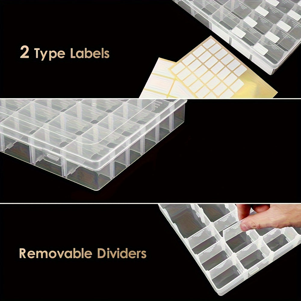 5pcs Clear Plastic Jewelry Storage Box With grids Portable Dustproof DIY Diamond