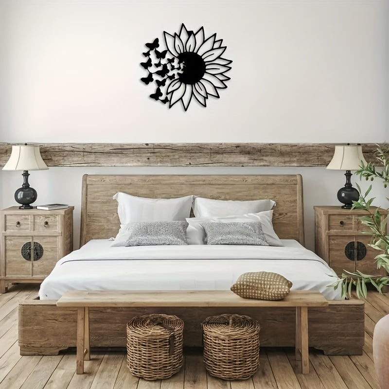 Butterfly Sunflower Metal Wall Decor for Home Modern Art