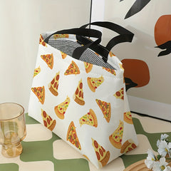 Portable Pizza Printed Lunch Bag Waterproof Insulated Bento Bag