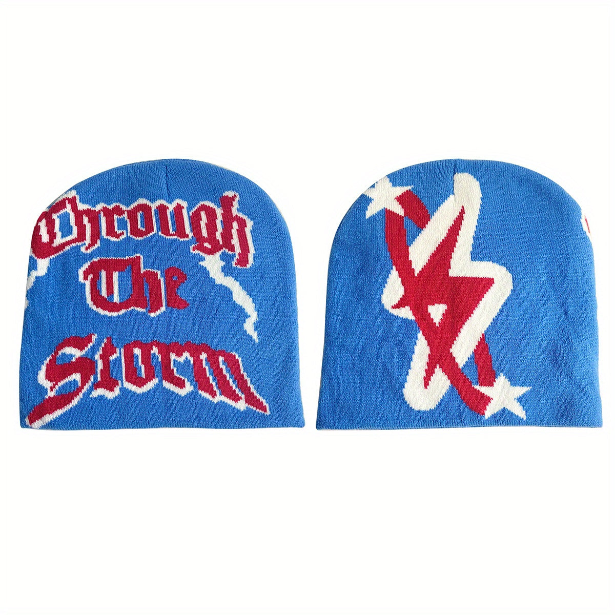 Y2K Lightning Letter Jacquard Beanie - Reversible Hip Hop Couple Hat
