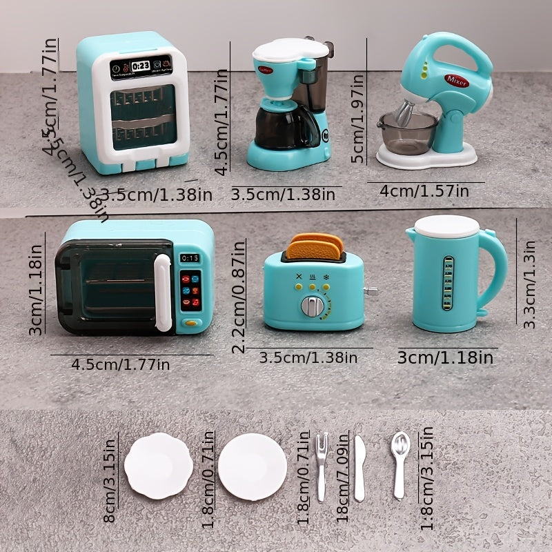 Dollhouse Kitchen Set Coffee Maker Egg Beater Oven Model DIY Accessories Toy