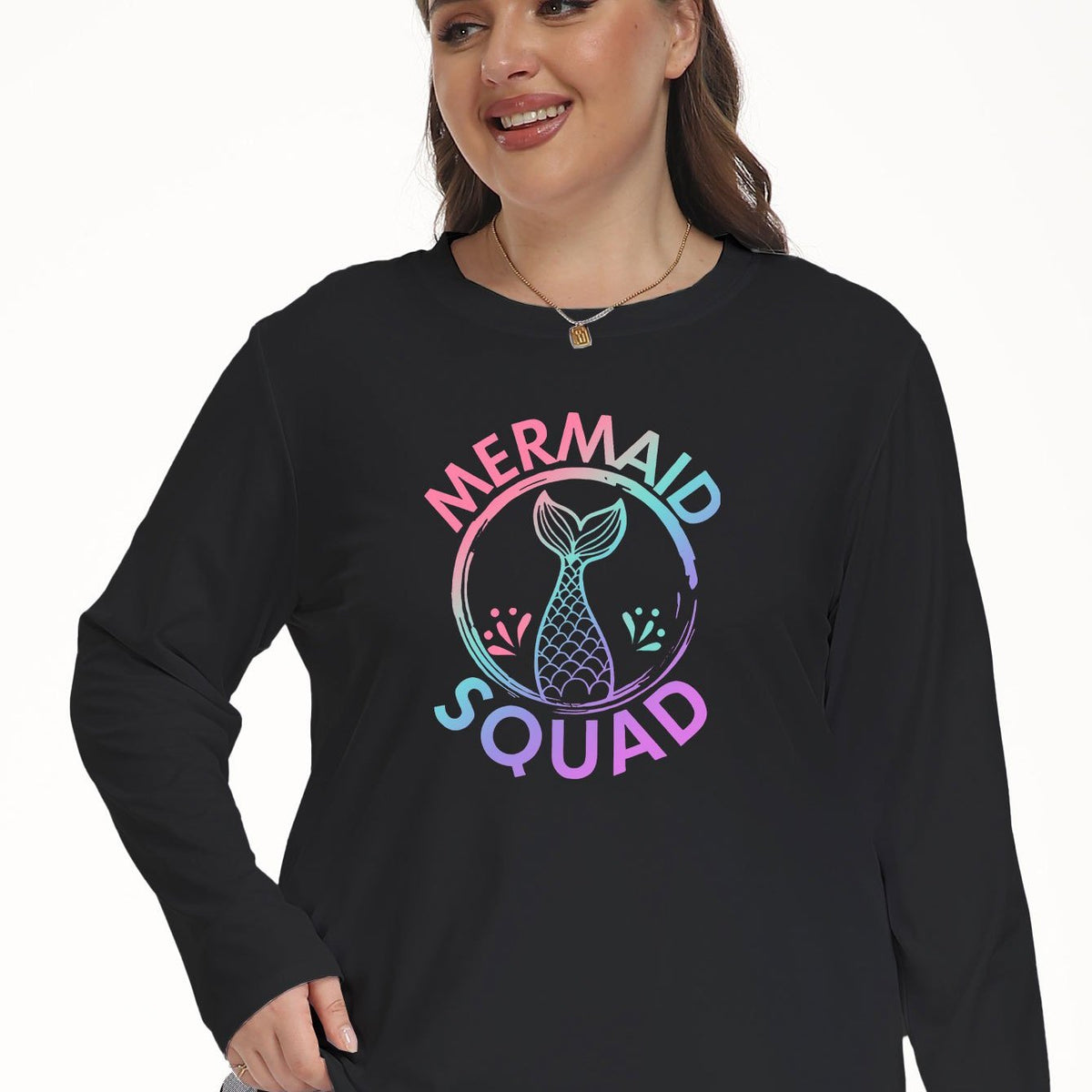  Ombre Fish & Letter Print Long Sleeve Lounge Top