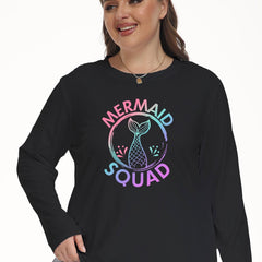 Ombre Fish & Letter Print Long Sleeve Lounge Top
