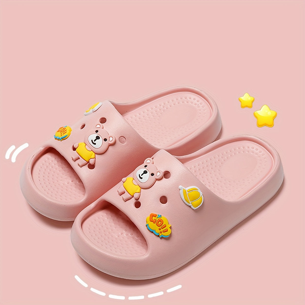 Baby Girls Cartoon Open Toe Slippers Non Slip Lightweight Slippers