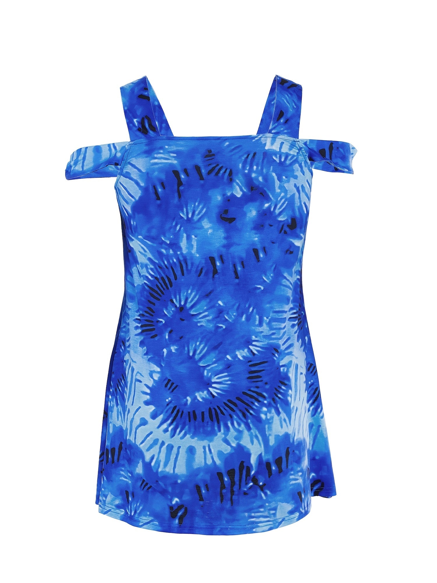  Tie Dye Cold Shoulder Mini Dress