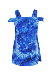  Tie Dye Cold Shoulder Mini Dress