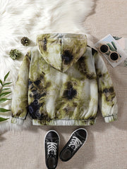Boy's Tie Dye Lion Print Hooded Jacket