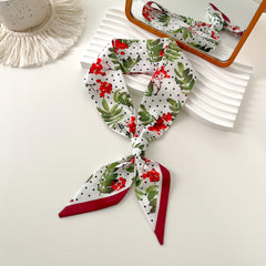 Fruit Leaf Print Skinny Scarf Long Ribbon Neckerchief
