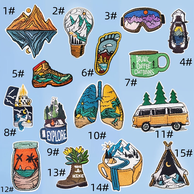 15pcs Iron On Embroidered Patches for DIY Crafts Projects