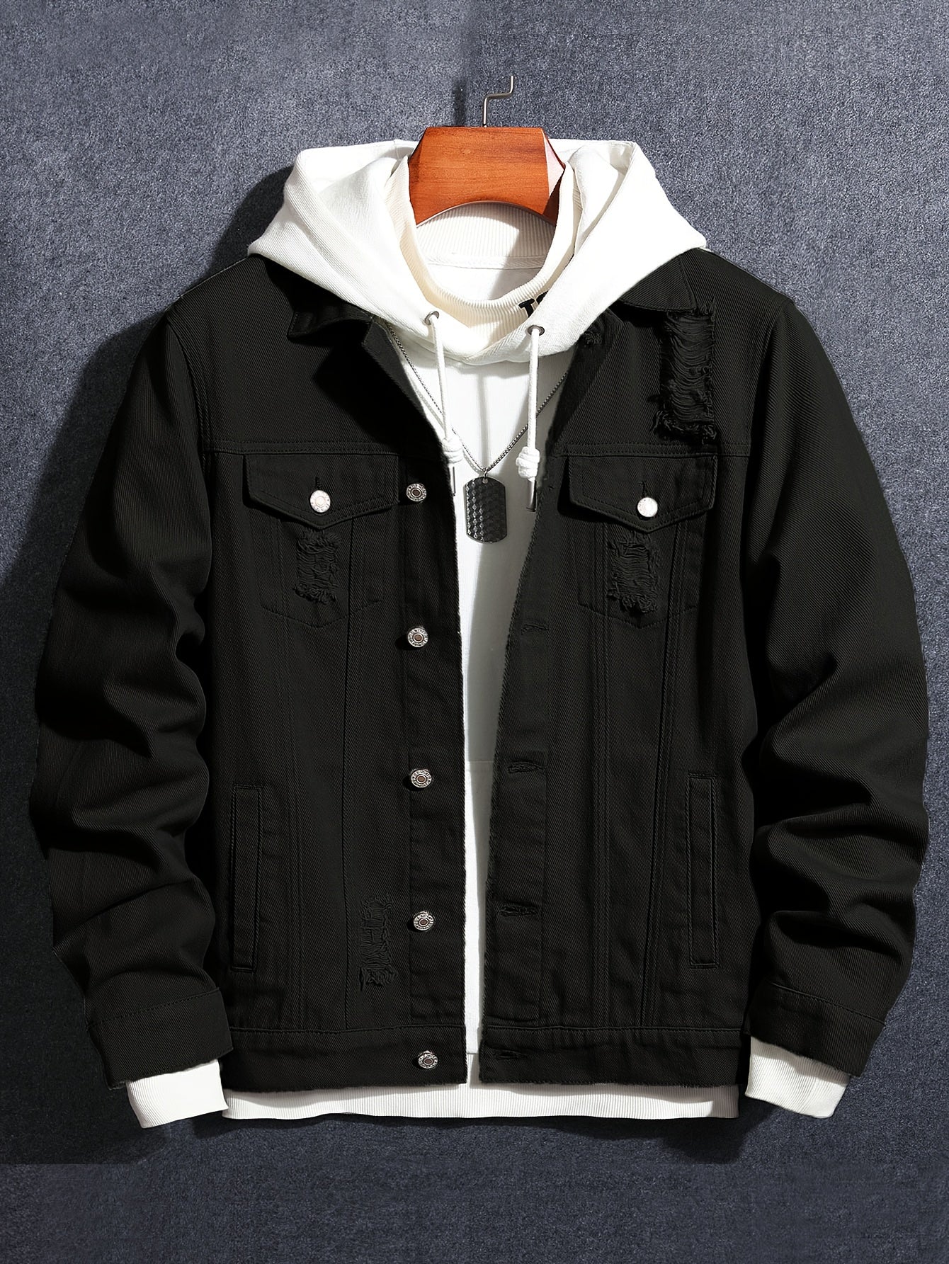 Men's Button Up Denim Coat for Spring Fall