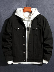 Men's Button Up Denim Coat for Spring Fall