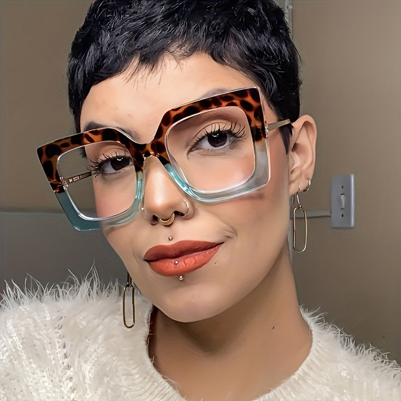 Women's Clear Lens Mod Glasses Metal Temple Anti Light Glasses