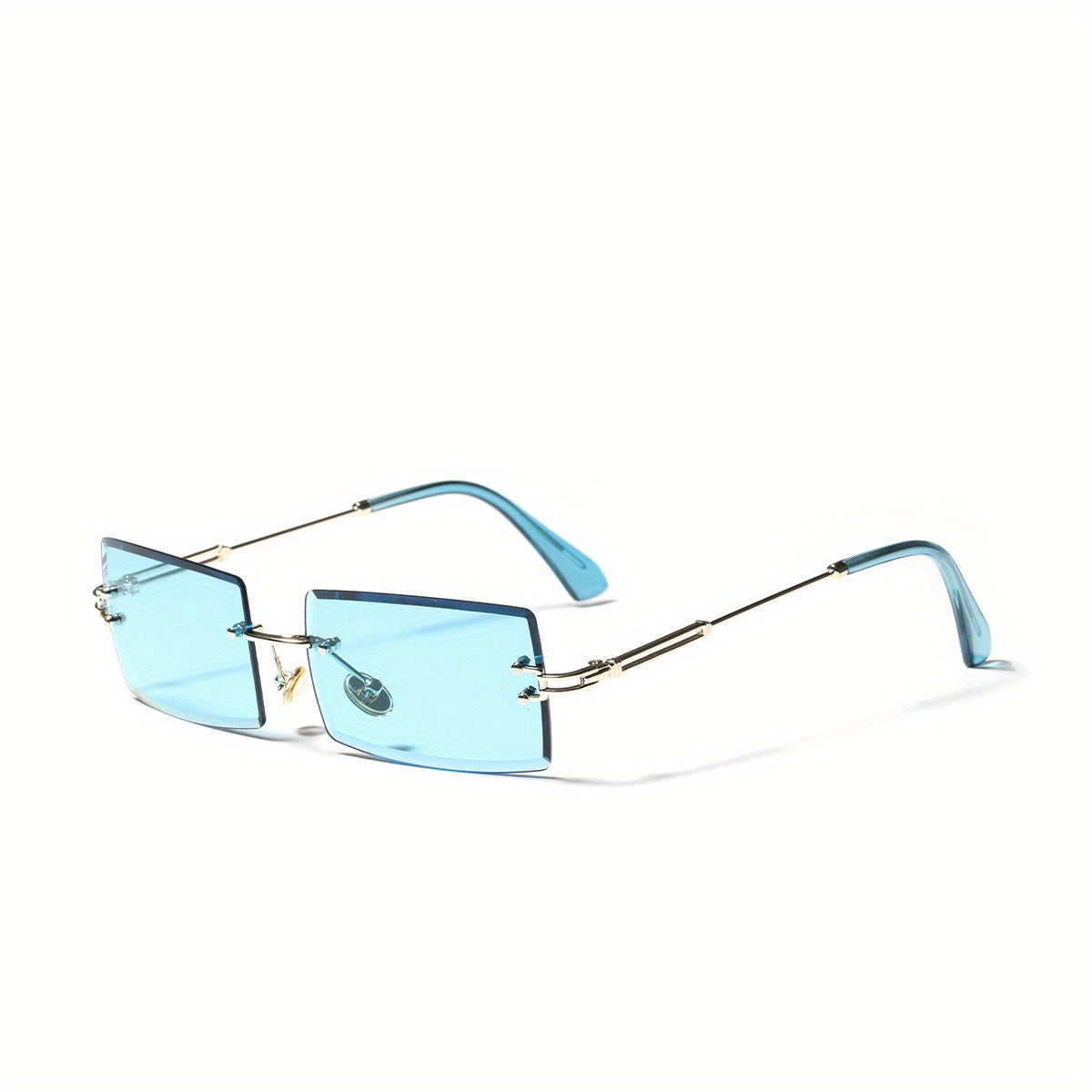 Women's Rimless Square Sunglasses Metal Frame Eyewear