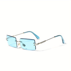 Women's Rimless Square Sunglasses Metal Frame Eyewear