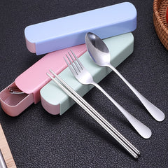 3pcs Portable Cutlery Set with Box - On-the-Go Utensils