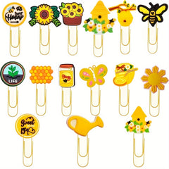 15pcs Yellow Paperclips Office Supplies Bookmark Pliers Desk Stationery Gift