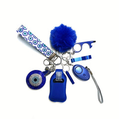 8pcs Devil's Eye Safety Keychain Set with Personal Alarm and Bottle Opener