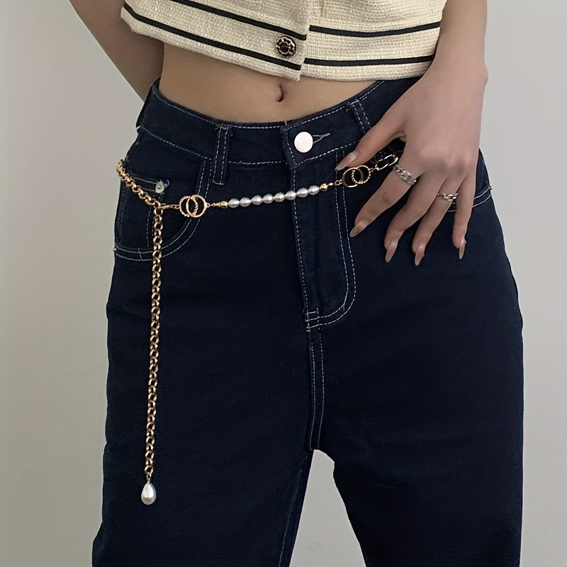Faux Pear Decor Waist Chain Metal Belly Chain Decorative Chain Belt