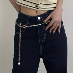 Faux Pear Decor Waist Chain Metal Belly Chain Decorative Chain Belt