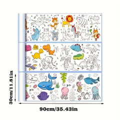 Extra Long Coloring Roll 3.6m Vibrant Animal & Food Designs Paper